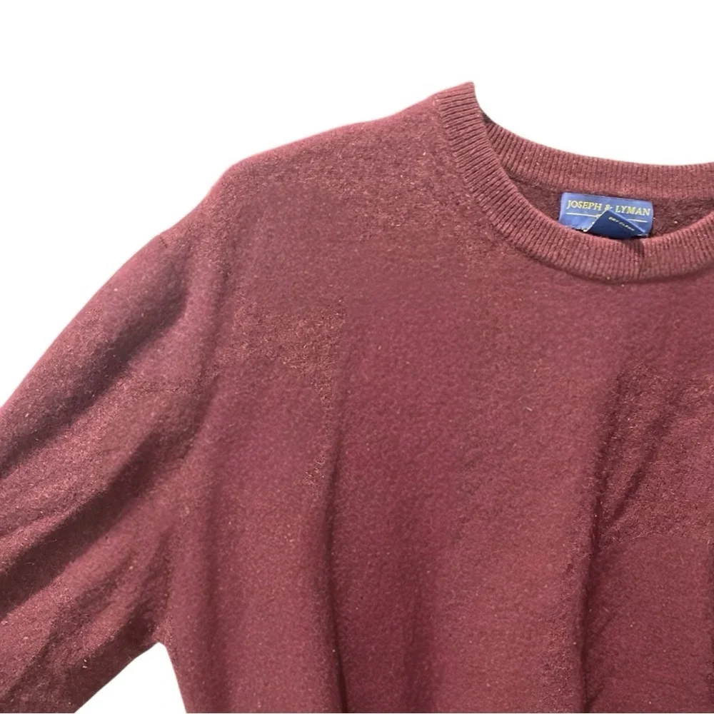 JOSEPH & LYMAN men’s 100 % cashmere Crewneck Sweater in Burgundy Size L